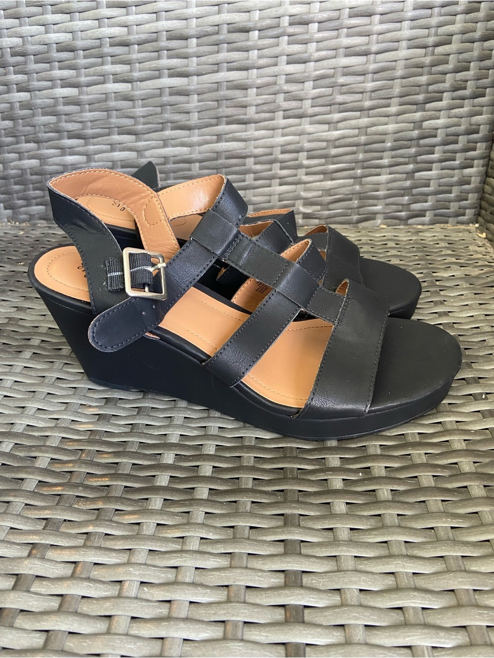 Style & Co. Black Strappy Wedge Sandals with Buckle